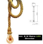 Hängeleuchte Seil 150 cm, maritim Design, inkl. Retro LED Leuchtmittel 6 W Dimmbar 
